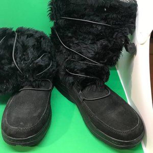 Minnetonka  Black Suede Faux Fur Boots
